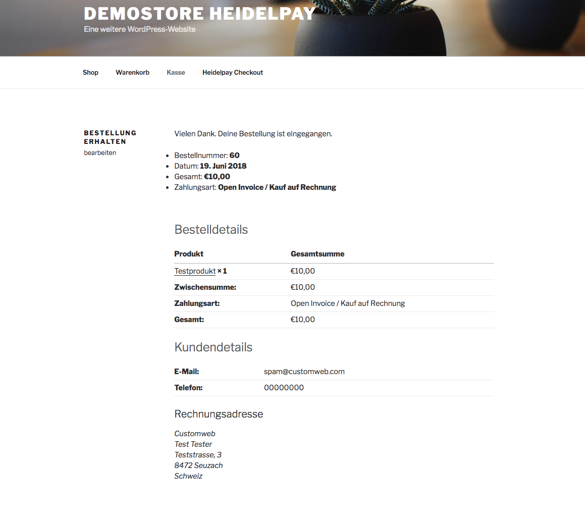 Customweb Gmbh Wordpress Woocommerce Heidelpay Zahlungs Plugin